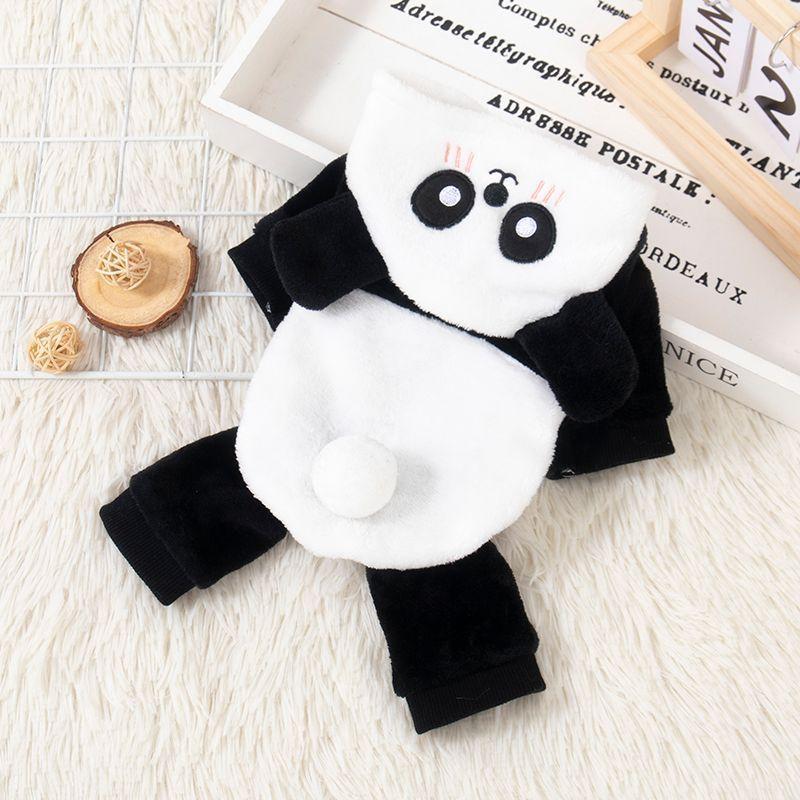 Zimní psí kabát Panda Kostým Teplý Čtyřnohý Obleček Teddy Bišonek Oblečení pro kočky Proti línání Zesílený Psí kostým
