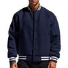 Men's Retro Baseball Jacket Loose Fit Stand Collar Casual Single-Breasted Button Closure