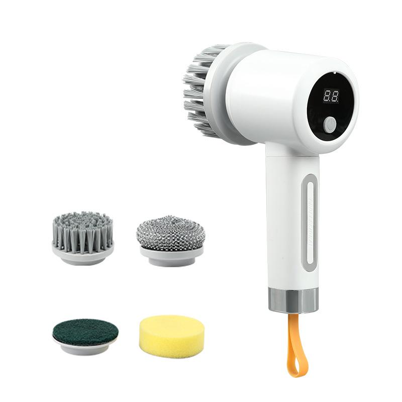 Telescopic Electric Rotating Cleaning Brush with Bent Head for Bathroom & Floor