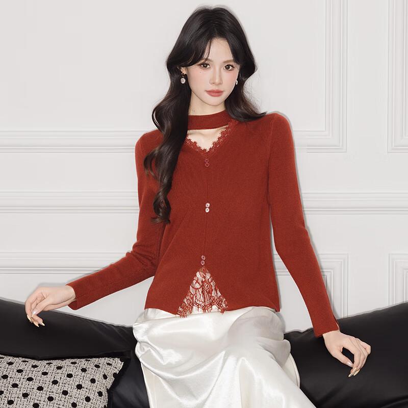 

Women s Short Hollow-Out Halter V-Neck Knit Sweater One Size