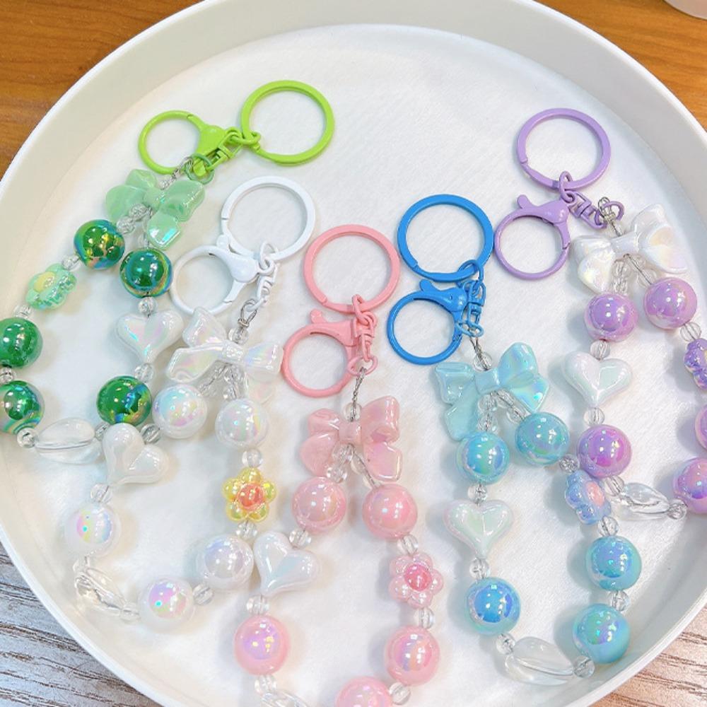 

Браслет из бисера, красочная цепочка для телефона из бисера, бусина в форме сердца, акриловый ремешок для мобильного телефона, подарок для девочки