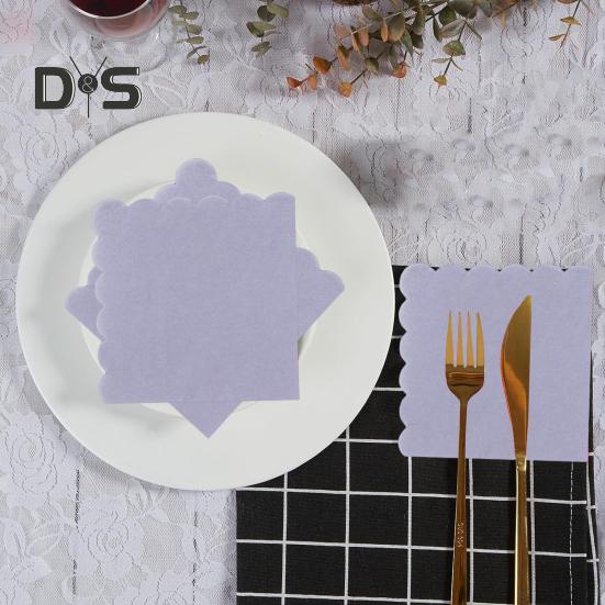 100 Ark 25CM Vågig Cocktailservett 2 Lager Tjock Fyrkantig Engångs Babyshower Bröllop Födelsedagsfest Dessert Dryck Middag Pappersservett