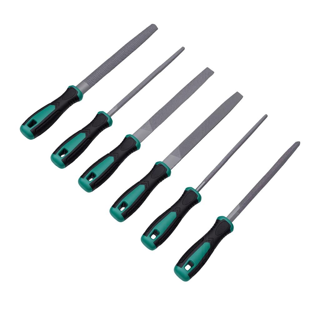 6 Pcs File Set with Ergonomic Rubber Handle Portable File Kit for Woodworking Jewelry Repair