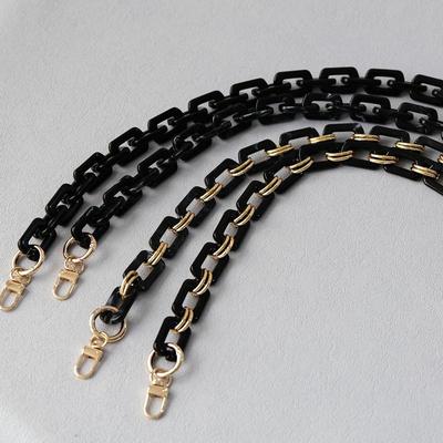 Accesoriu pentru geantă de femeie, la modă nouă, lanț de schimb detașabil, negru, solid, pătrat, acrilic, curea de lux, lanț pentru mâner de umăr.