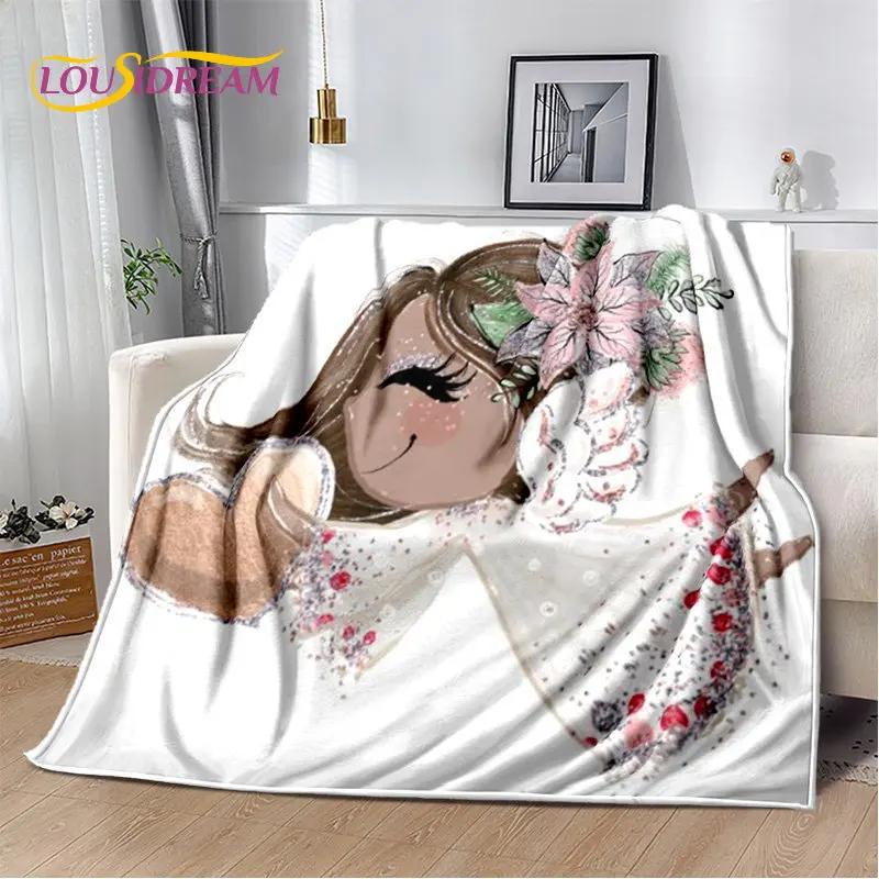 Cute Ballet Girl Ballerina Cartoon Soft Plush Blanket,Flannel Blanket Throw Blanket for Living Room Bedroom Bed Sofa Picnic Kids