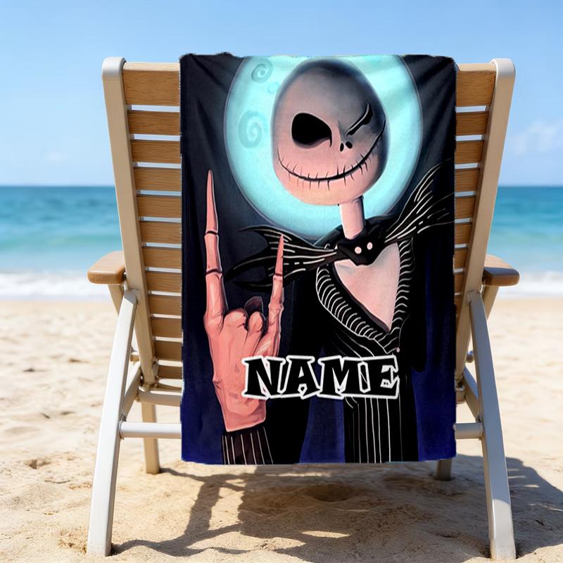 1pc Jack2 Beach Towel with Custom Name, Beach/Swimming/Bath/Picnic/Camping Towel, Suitable for Seaside Beaches