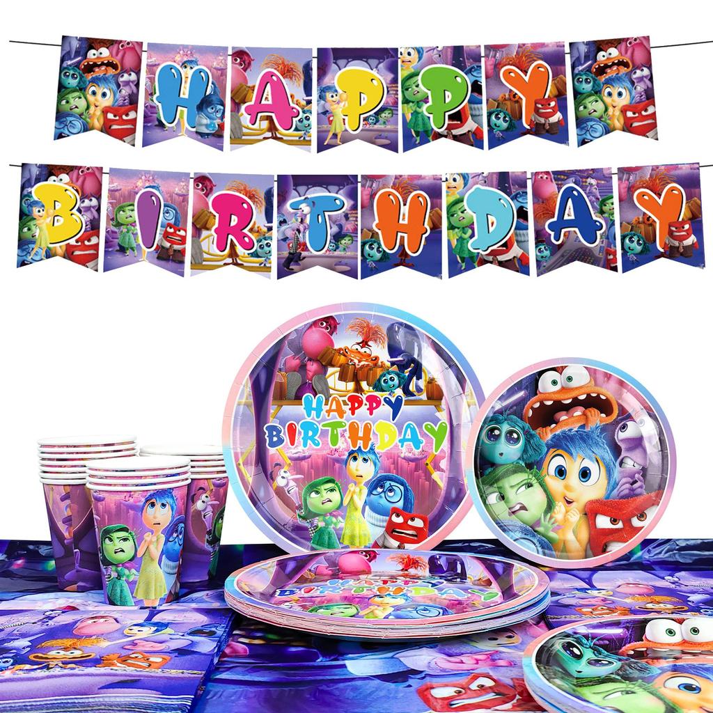 Cartoon Birthday Decoration Tableware Set, Cartoon Party Decorations - Cartoon Party Plates, Cartoon Napkins and Paper Cups, Serves 16