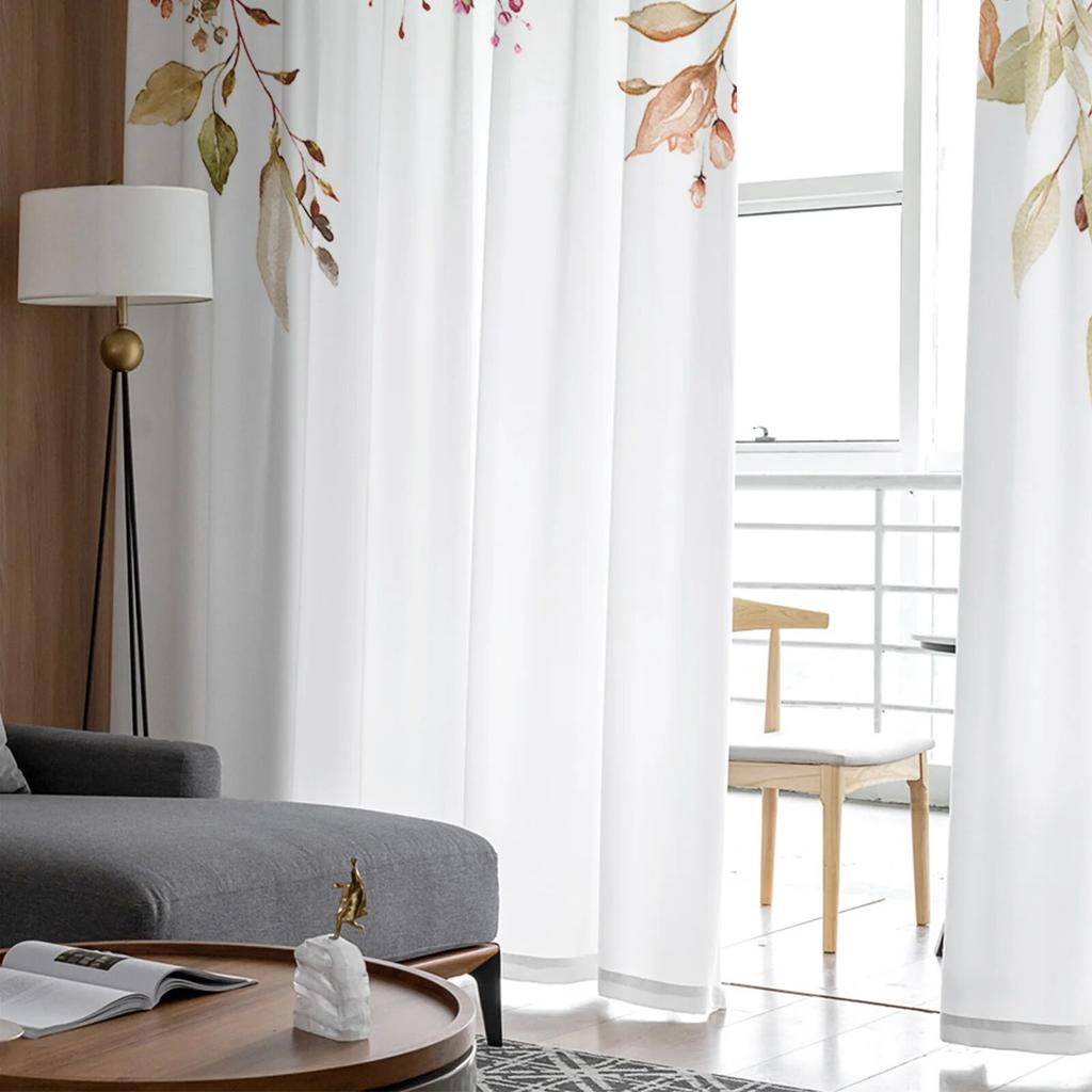 Thanksgiving Plants Farm Leaves Sheer Curtains Holiday Decoration Living Room Bedroom Window Voile Tulle Curtain