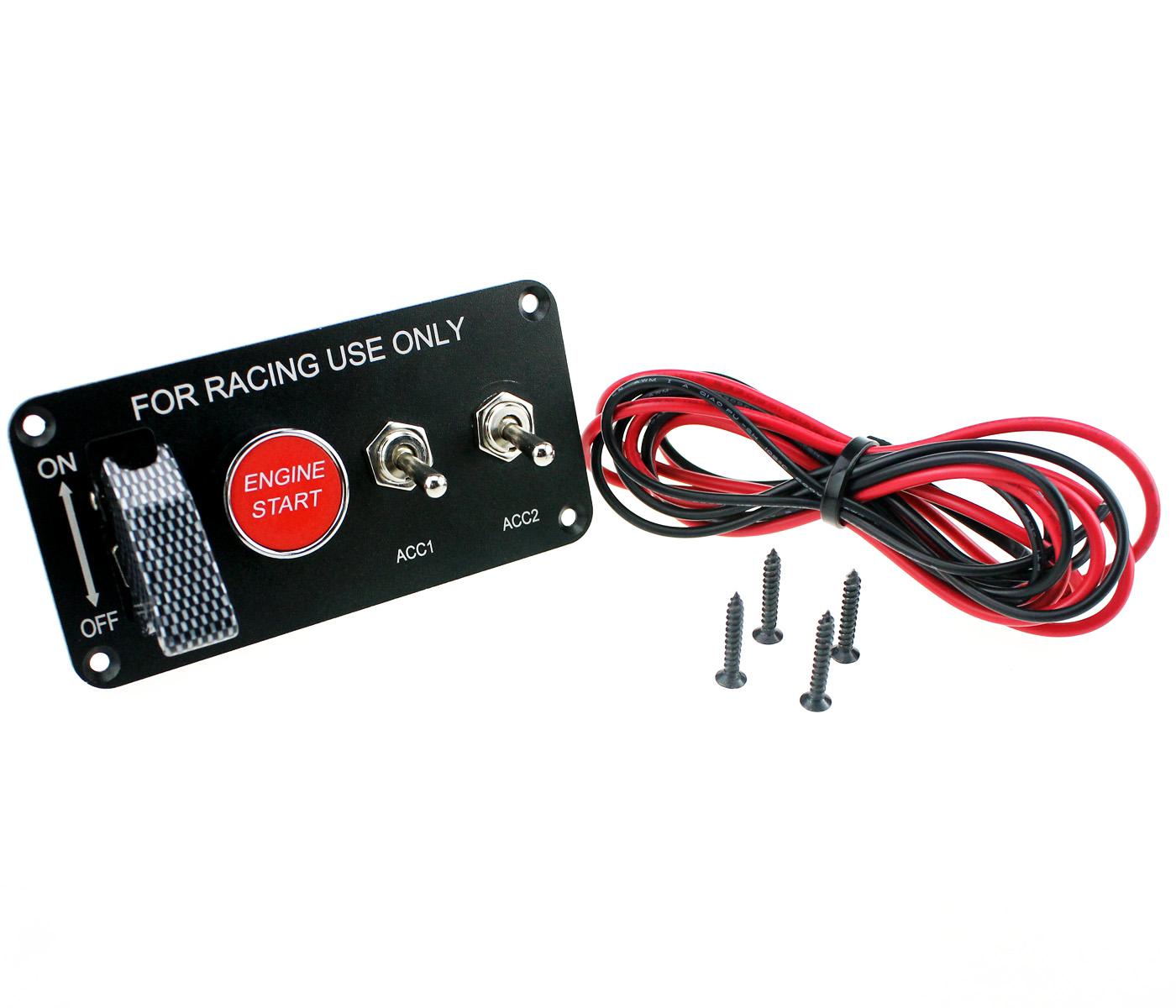 

Переключатель панели управления Racing + переключатель зажигания с индикатором Кнопка автоматического запуска Переключатель зажигания Кнопка запуска Панель с переключателями чёрный