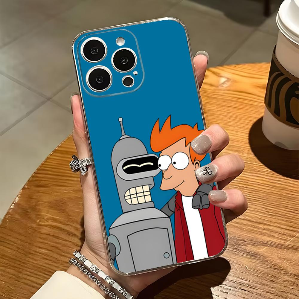 F-Futurama Anime B-Bender Phone Case For Iphone 15 Pro Max 14 Plus 11 12 Mini 13 Pro 7 8 X XR XS SE Transparent Back Cover
