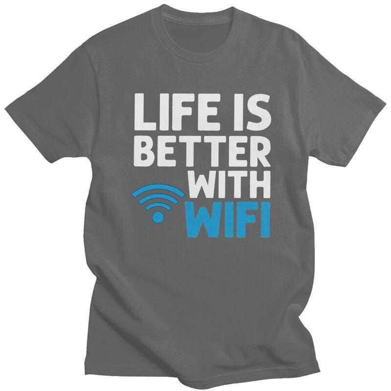 Custom Wifi Router Internet Password Quotes Computer Geek Gift T Shirt for Men Pure Cotton Tshirt Tees Slim Fit Clothing Gift