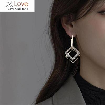 Black Lady Earrings Gold Hollow Geometric Earrings Fashion Jewelry Square Exquisite Female Wedding Earring Jewelry