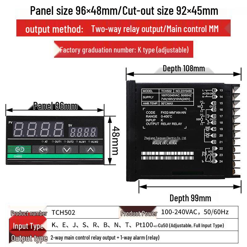 Taiquan TCH502 PID Temperature Controller with Multiple Inputs