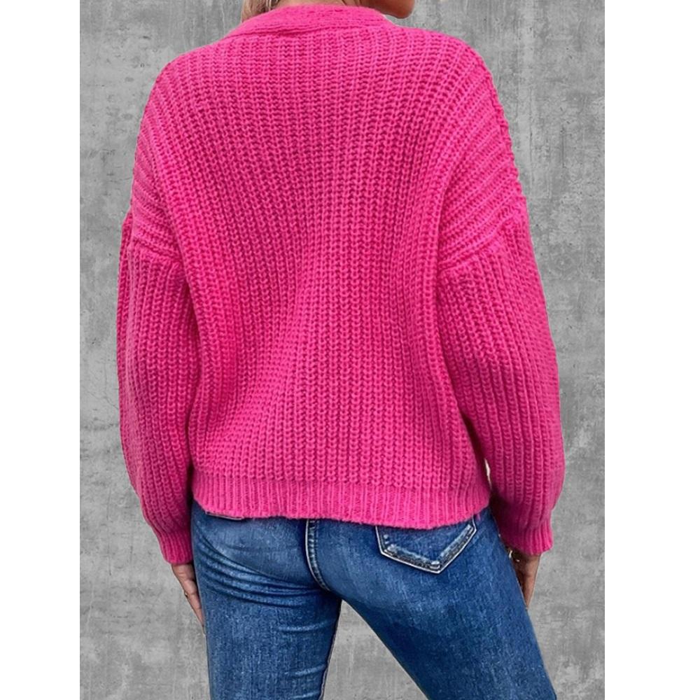 Women Autumn Winter Knitted Sweater Coats Single Breasted Long Sleeve V-neck Knitwear Cardigans Jackets