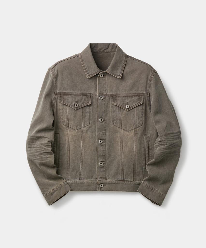 Coor Embossed Washed Double Pocket Trucker Jacket (Washed Brown)