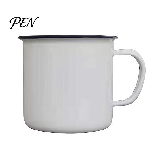 Lead-free Enamelware Vintage Enamel Mug with Handle, Solid Color Heat Resistant Tea Cup Drinking Cup, Durable Portable Tableware for Home Kitchen Use