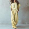 Women's 2026 Summer European & American Casual Linen Suit - Loose Drape Two-Piece Set