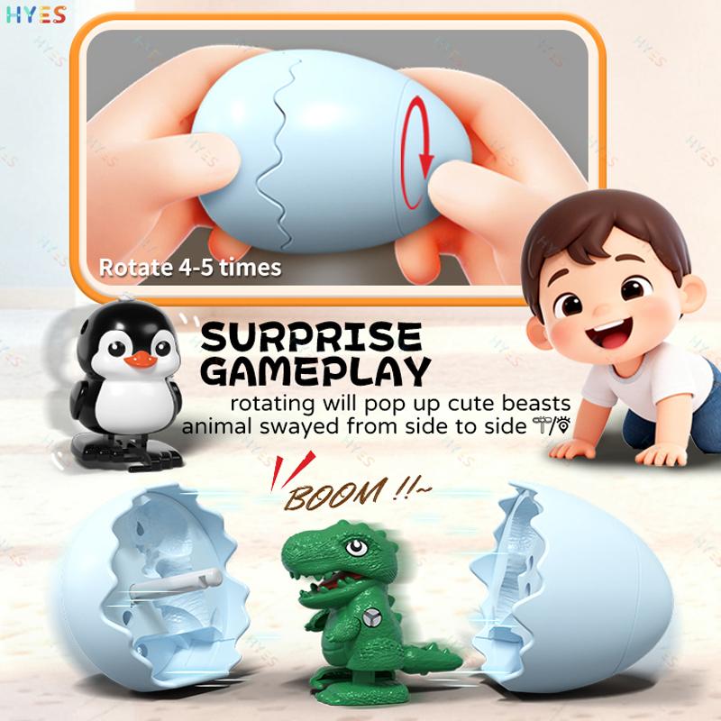 HYES Penguin Egg Crack Walk Wind Up Toys Creative Bounce Pets Egg Incubator Clockwork Toys Cute Fun Kids Toy Gifts for Festival