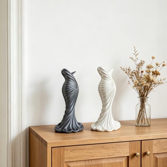 3D Printed Fishtail Dress Vase, Decorative Plastic Flower Vase, Flower Holder Container for Home Office Living Room Table Centerpiece