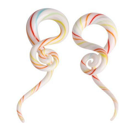 Earlobe Expanders: Glass Snail Design Body Piercing Jewelry