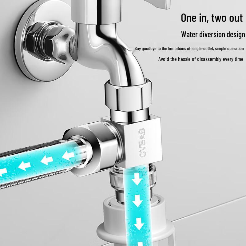 CVBAB Brass 1-in-2-out Toilet T-Adapter Diverter