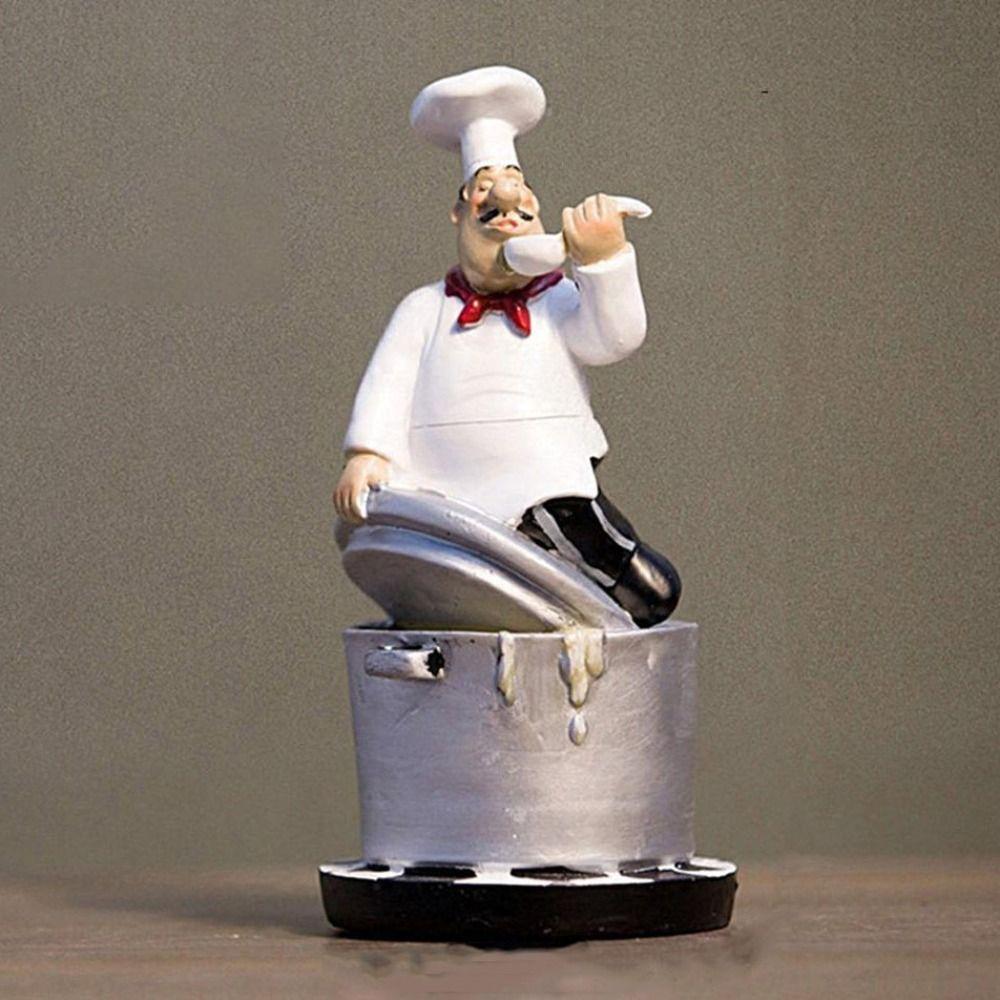 Handicraft Rustic Bakery Chef Resin Statue Simulated Kitchen Chef Figurine Balcony Garden Supplies