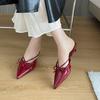 High-heeled sandals high-end 2025 spring new fashion pointed slippers low-heeled bag head kitten and sandals