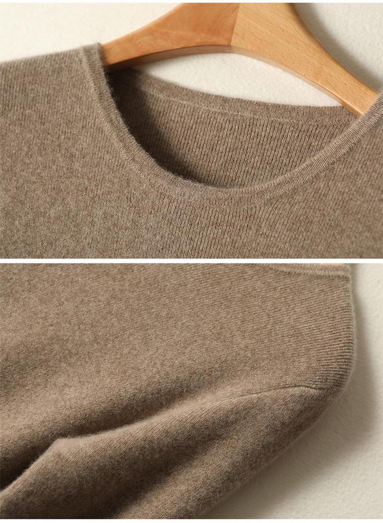 2025 Autumn/Winter Pure Wool Plus Size Round Neck Knitwear - Mid-Length Long Sleeve, Simple Style