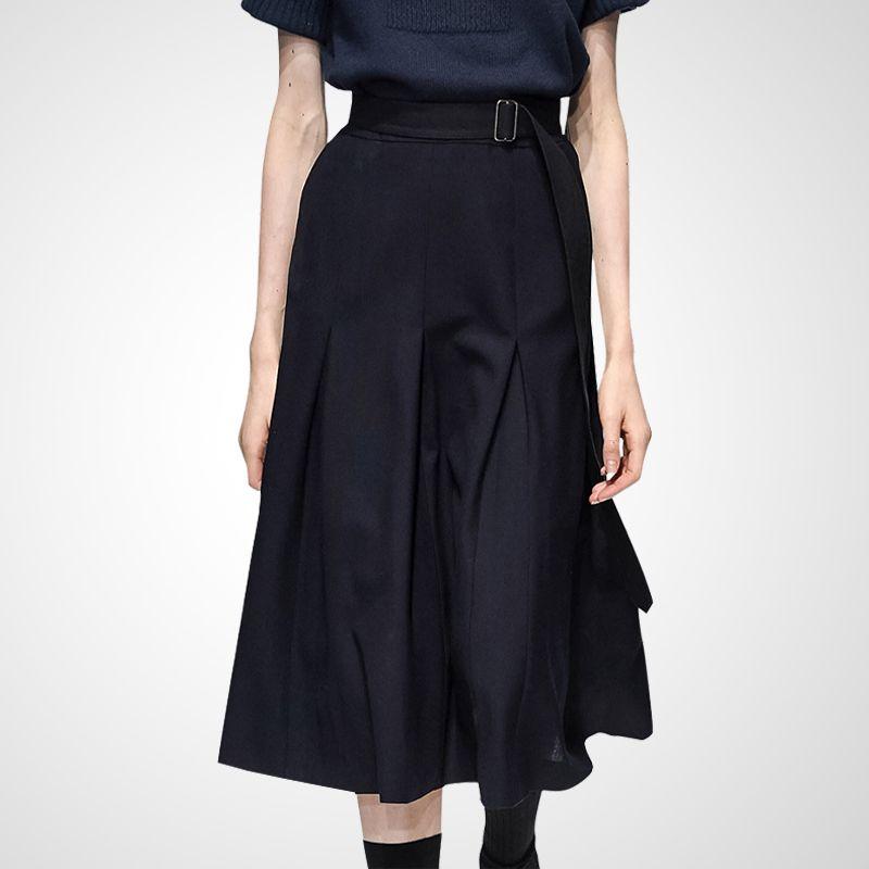 

Модная юбка миди от крупного бренда в европейском стиле, приталенная, с контролем талии Navy(Black Belt) S(In stock)