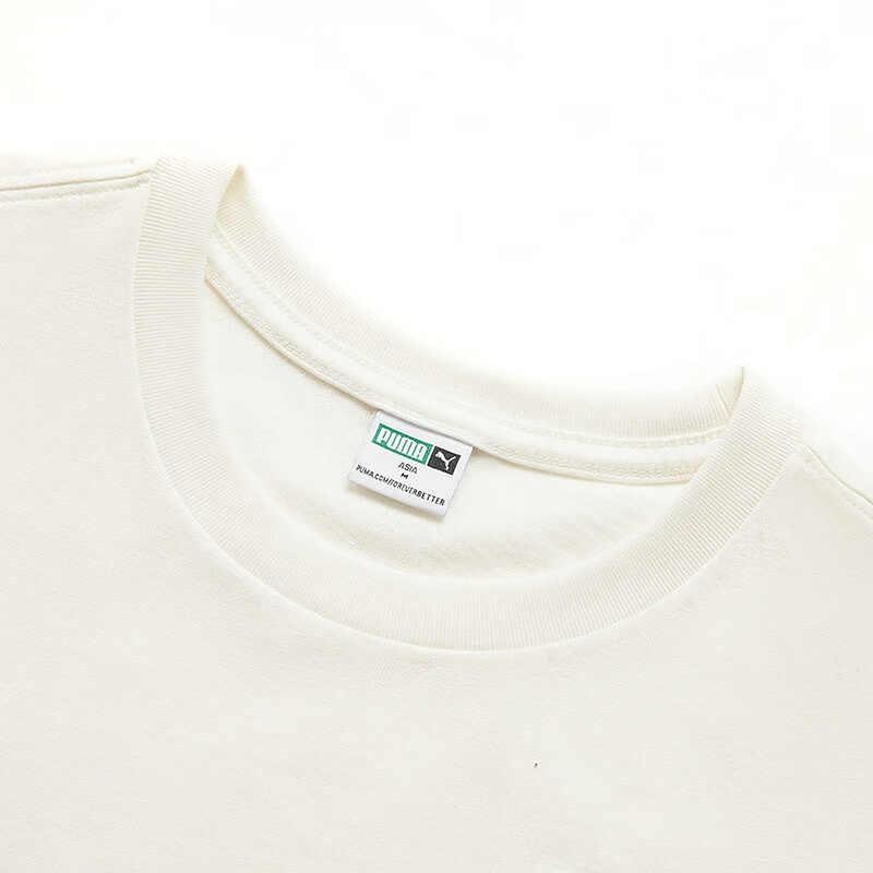 PUMA T Shirts Women's Ecru Crew Neck Moderate Straight Fit 628765-87