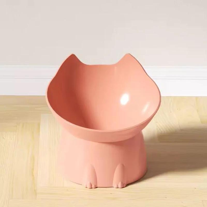 

Raised Cat Bowl Neck Protection Anti-Overturning 15° Slanted Elevated Pet Food Water Bowl for Cats Dogs рожевий