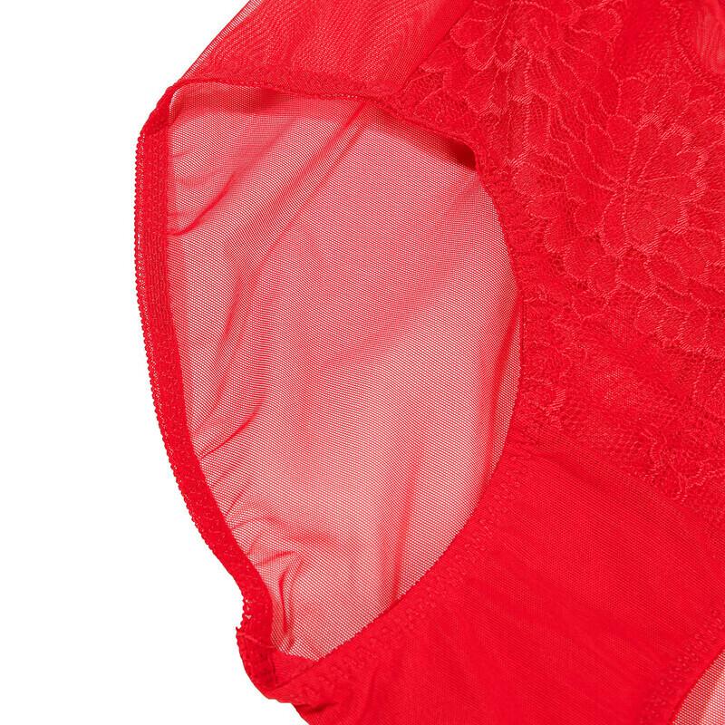 Aimer Women's Red Lace Mid-Waist Briefs