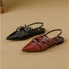 Fashion Pointed Sandals Women's New Niche Design Sense Leather Pumps Women's Bag Head Versatile Flat Shoes Outer Sandals for Women