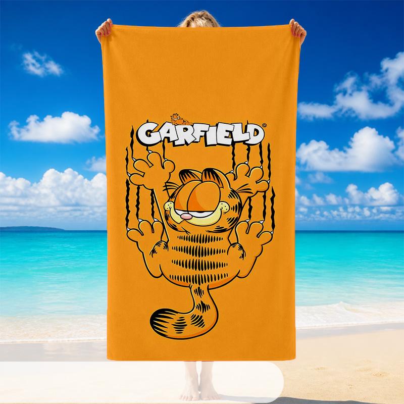Quick Dry Beach Towel Garfield Pattern, Lightweight Absorbent Towel for Pool Beach Vacation Use
