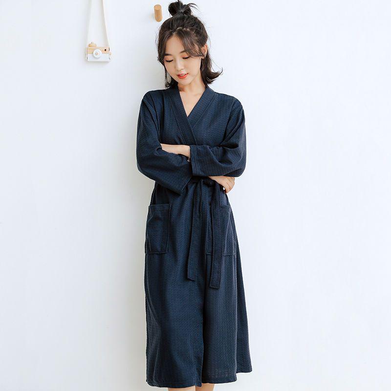 Unisex Long Sleeve Bathrobe - Spring/Autumn Solid Color