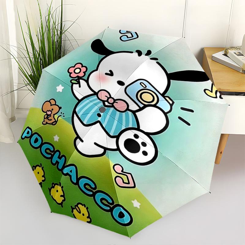 

1pc Pochacco Automatic Folding Umbrella - Portable 3-Fold Design with 8-Bone Iron Frame, Perfect for Outdoor Use, Festive Gifts, Travel, Daily Use, Su