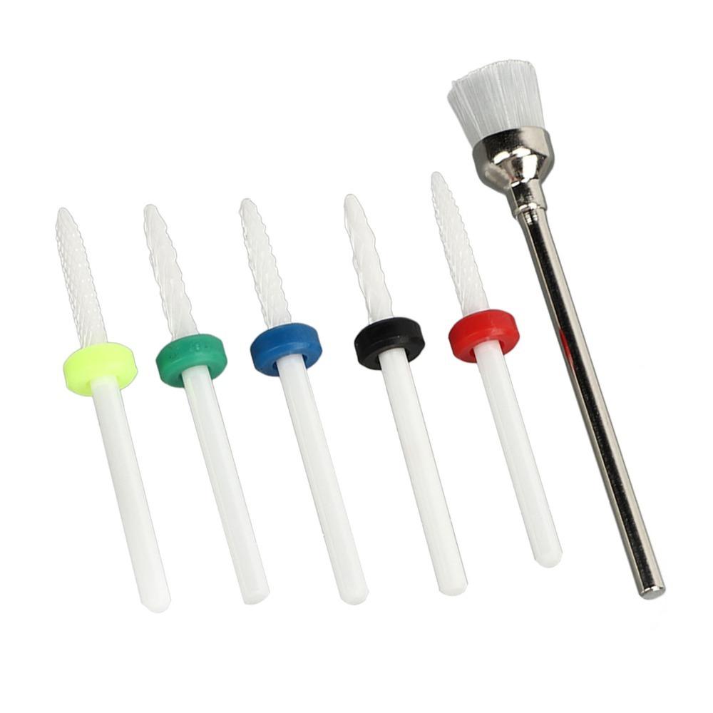 6pcs Premium Ceramic Ceramic Nail Drill Bit Professional Salon Regular Nail Polishing