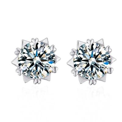 Sterling Silver 100% 925 Earrings for Women Certified Moissantie D Color Star Heart Shaped Ear Studs Sparkling Fine Jewelry Gift