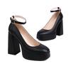 Women's High-heeled Single Shoes Waterproof Table Thick-heeled Four-season Shoes Large Size Simple Large Size Low-top Shoes