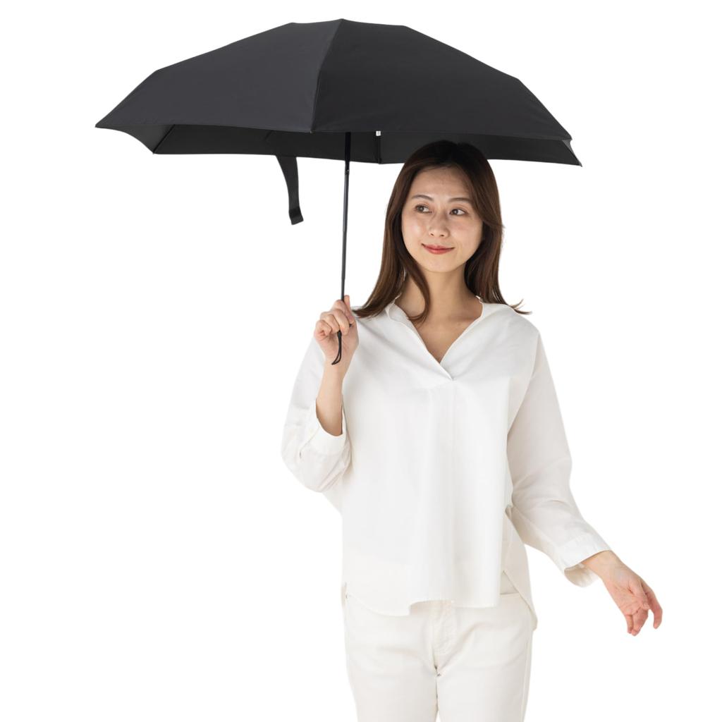 Super Mini Folding 50cm x Black KDU25550MN Quick-Dry Water-Repellent, Unisex, Windproof, Plain, 5-Section Umbrella, 6R,