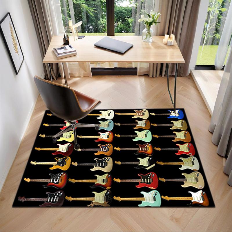 1Pc Electric guitar theme Printed circular carpet, home door mat, outdoor travel protection carpet A3