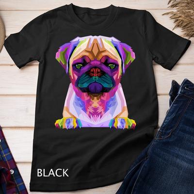 Mopsas Pop Art Spalvingas Portretas Carlino Šunų Mėgėjams Marškinėliai Unisex Marškinėliai