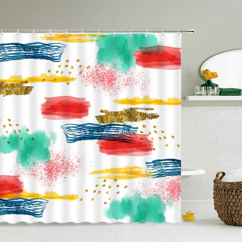 Waterproof Polyester Colorful Shower Curtain Modern Color Print For Bathroom Curtain Long 180*200Cm Shower Curtains Cortina