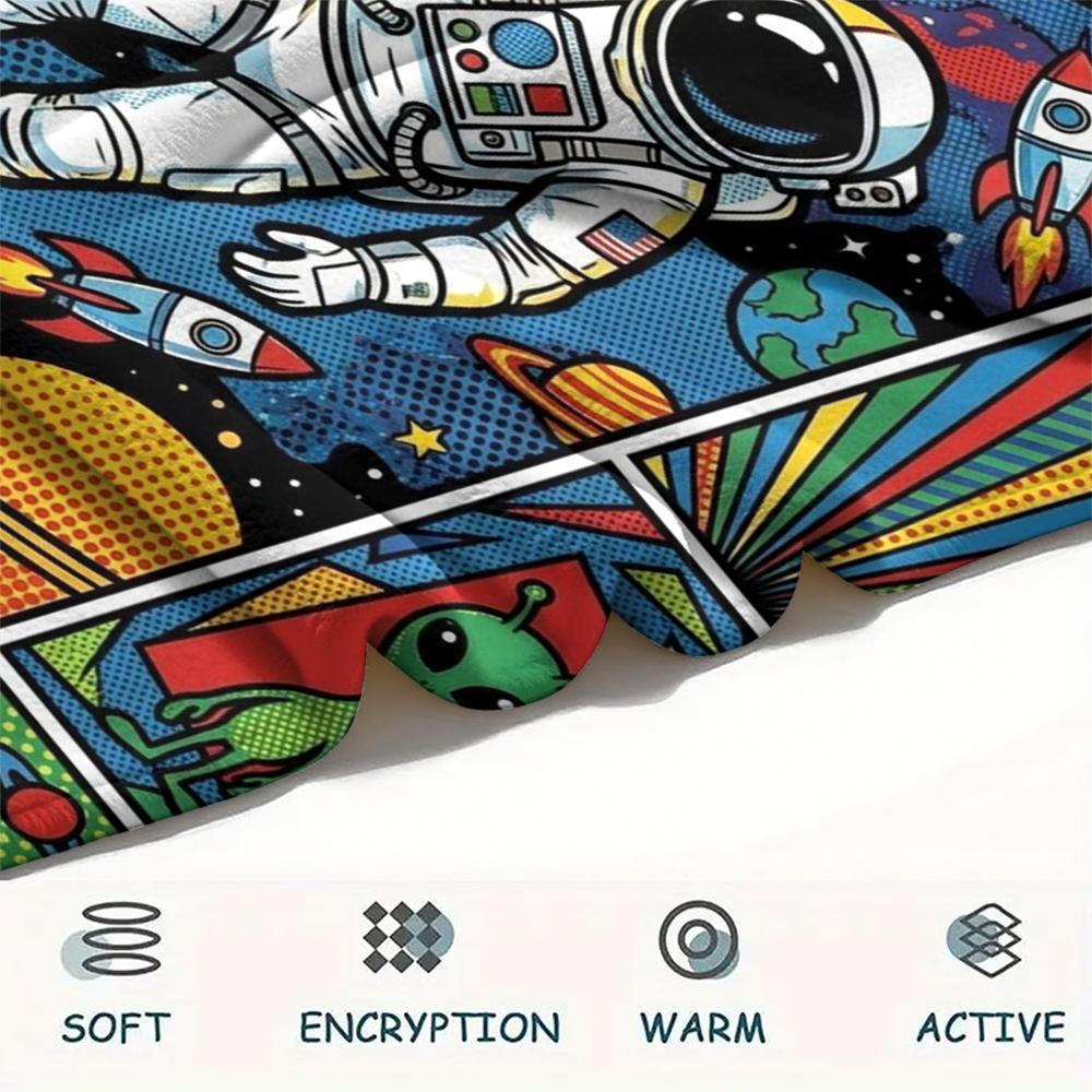 1Pc Space Print Flannel Blanket, High quality Comfortable for All Seasons, Home Decor, Warmth and Comfort, Perfect for Christmas Gifts W157