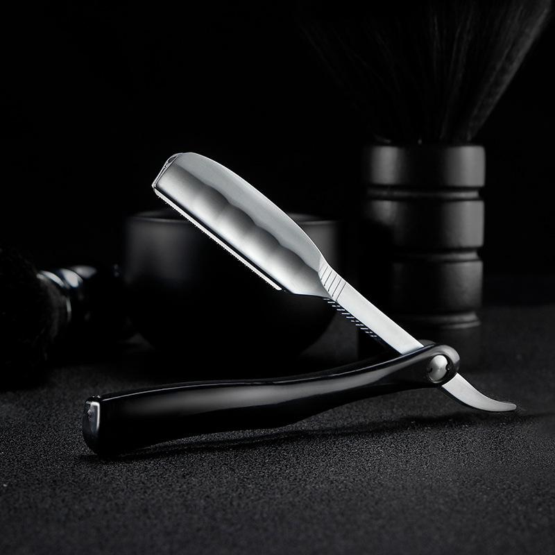 Japanese Manual Folding Hair Razor Holder Stainless Steel Shaving Eyebrow Knife for Feather Blade Hairdressing Tool чёрный