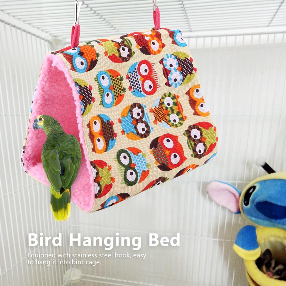 Pet Bird Warm Soft Hammock Cage Parrot Hanging Hut Tent Bed Cave Swing Toy