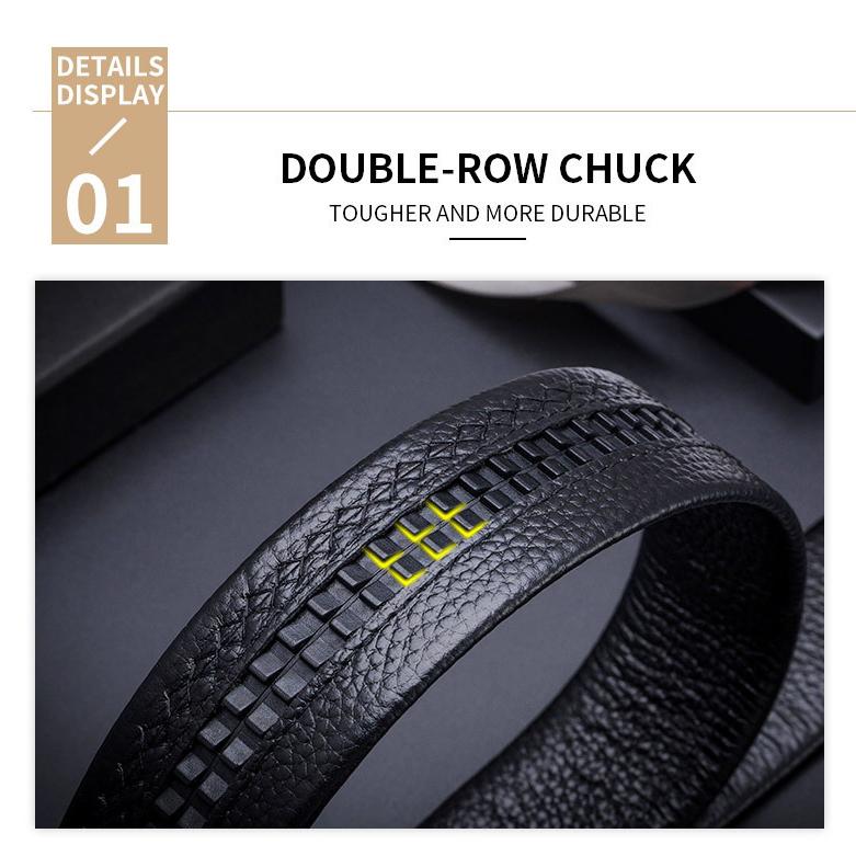 BULLCAPTAIN Men's Genuine Top Grain Leather Belt - Heavy Duty Soft Leather, Auto-Buckle, Business Casual Style