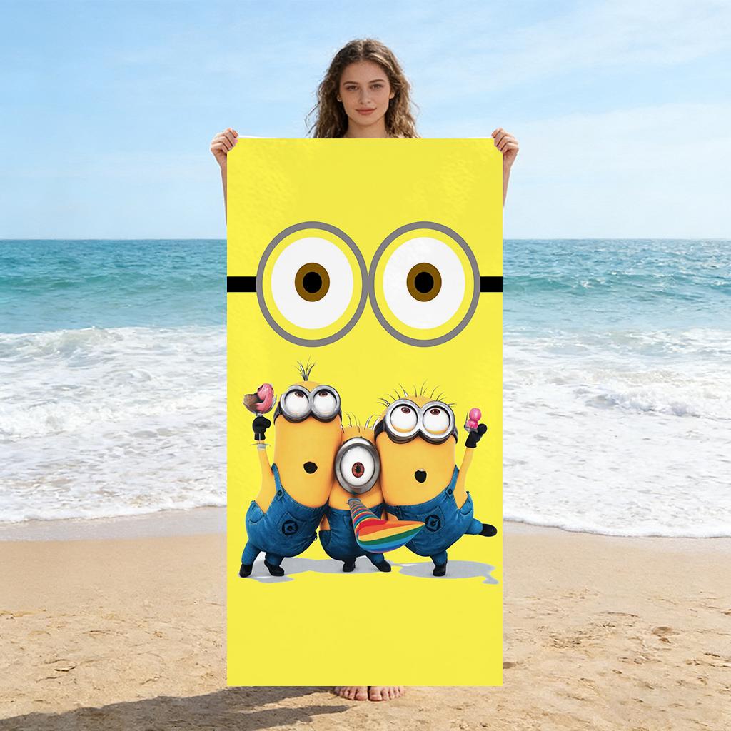 

1pc Big-eyed Cute Minions Extra-large Soft Beach Towel Super Absorbency Suitable for Seaside Vacation and pool Gift For Families W40*H60(CM)