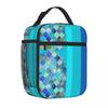 Bestselling Cobalt Blue Aqua Gold Decorative Moroccan Tile Pattern Compact Style Travel Lunch Bag Weight Loss Diet Lunch Handbag