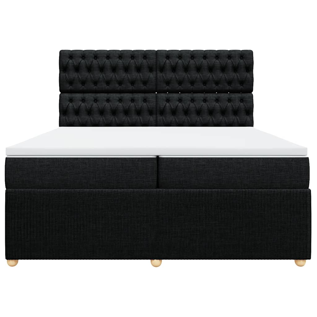 Vidaxl Continental Bed With Mattress, Black, Fabric, 200X200 Cm